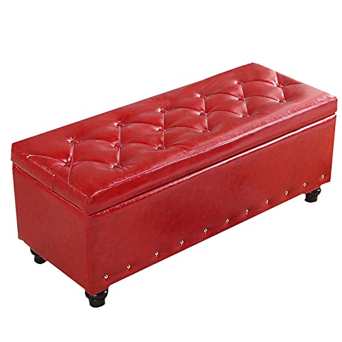 Moderne Sitzbank aus Kunstleder, rechteckig, mit Hebefläche, Ottomane, gepolsterte Schuhbank, stilvolle Fußstütze für Wohnzimmer, Rot, 60 x 40 x 40 cm Moderne Sitzbank aus Kunstleder, rechteckig, mit Hebefläche, Ottomane, gepolsterte Schuhbank, stilvolle Fußstütze für Wohnzimmer, Rot, 60 x 40 x 40 cm von Generisch