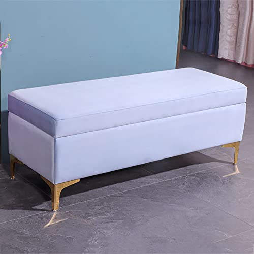 Moderne Sitzbank aus Samt mit Metallbeinen, gepolsterte Fußstütze für Wohnzimmer, Eingangsbereich, Truhe, Blau, 80 x 45 x 46 cm, stilvolle Wohnmöbel & Ottomane Moderne Sitzbank aus Samt mit Metallbeinen, gepolsterte Fußstütze für Wohnzimmer, Eingangsbereich, Truhe, Blau, 80 x 45 x 46 cm, stilvolle Wohnmöbel & Ottomane von Generisch