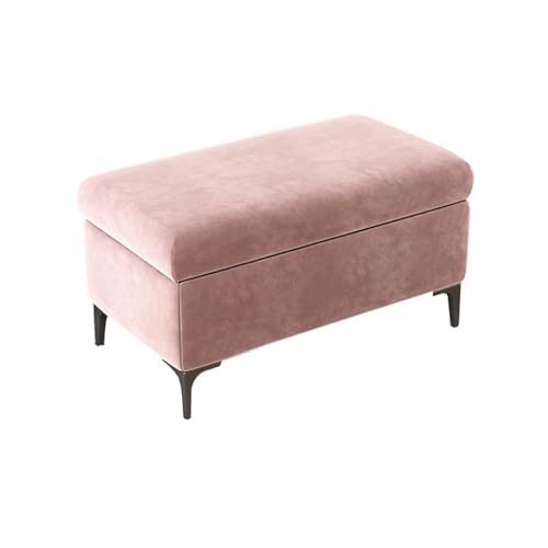 Moderne Sitzbank mit Stauraum, Samt, 60 cm, hellrosa, gepolsterter Sitz mit Metallbeinen, stilvolles Ende des Betts, Hocker, Eingangsbereich, Schuhnizer, Sofa, Fußstütze, Truhe Moderne Sitzbank mit Stauraum, Samt, 60 cm, hellrosa, gepolsterter Sitz mit Metallbeinen, stilvolles Ende des Betts, Hocker, Eingangsbereich, Schuhnizer, Sofa, Fußstütze, Truhe von Generisch