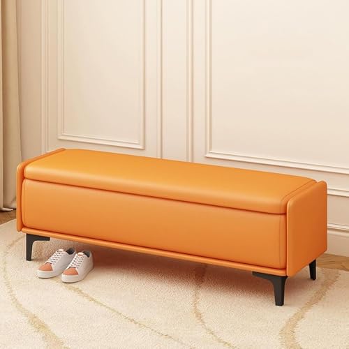Moderne Sitzbank mit Stauraum für Wohnzimmer – stilvolle Foyer-Eingangs-Ottomane mit Kissen, multifunktionaler Schuhwickelsitz und Fenstersitz – 60 cm, Orange Moderne Sitzbank mit Stauraum für Wohnzimmer – stilvolle Foyer-Eingangs-Ottomane mit Kissen, multifunktionaler Schuhwickelsitz und Fenstersitz – 60 cm, Orange von Generisch
