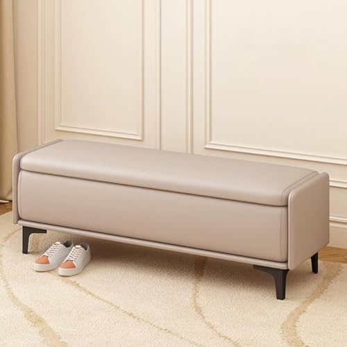 Moderne Sitzbank mit Stauraum für Wohnzimmer und Eingangsbereich, gepolsterte Ottomane für Schuhe und Wechseln, multifunktionaler Foyersitz (Khaki, 70 cm) von Generisch