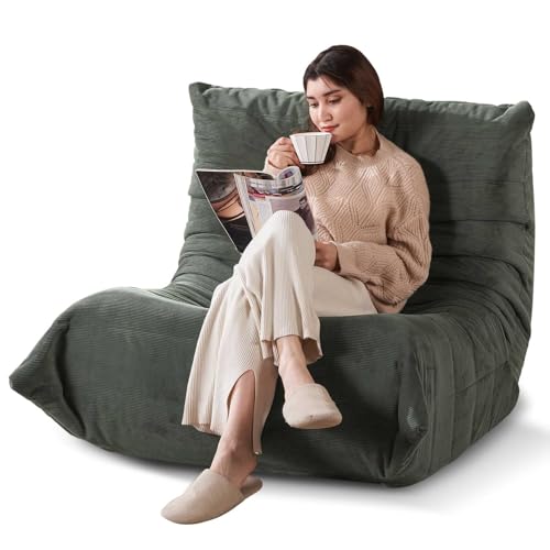Moderne Sofas, Erwachsene Bohnenbeutel auf dem Boden Sofa, super weich Speicher Schwammsofa, Togo Sofa Stuhl, Wohnzimmer Möbel, geeignet für Schlafzimmer, Balkon Schlafsaal Kaminstuhl (grün.) von Generisch