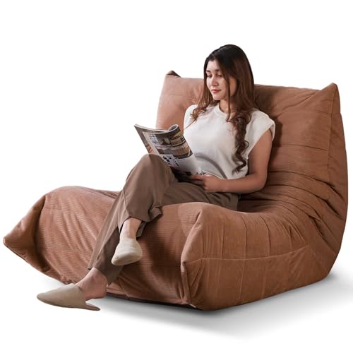 Moderne Sofas, Erwachsene Bohnenbeutel auf dem Boden Sofa, super weich Speicher Schwammsofa, Togo Sofa Stuhl, Wohnzimmer Möbel, geeignet für Schlafzimmer, Balkon Schlafsaal Kaminstuhl (orange.) von Generisch