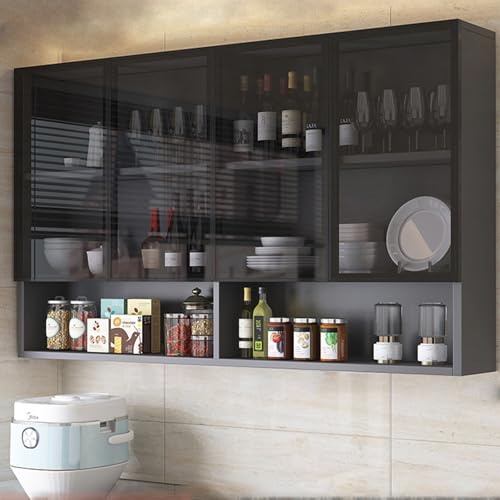 Moderne Vitrine aus Glas zur Wandmontage, mit verstecktem Griff, für Bad und Küche, über WC-Aufbewahrung Moderne Vitrine aus Glas zur Wandmontage, mit verstecktem Griff, für Bad und Küche, über WC-Aufbewahrung von Generisch