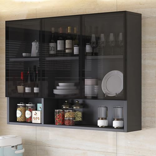 Moderne Vitrine aus Glas zur Wandmontage, mit verstecktem Griff, für Bad und Küche, über WC-Aufbewahrung Moderne Vitrine aus Glas zur Wandmontage, mit verstecktem Griff, für Bad und Küche, über WC-Aufbewahrung von Generisch