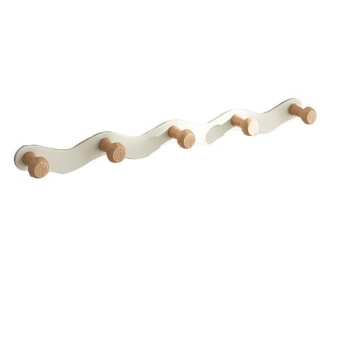 Moderne Wandhakenleiste mit 5 Haken, kein Bohren, Anti-Fall-Design, cremeweiß, einfach hinter der Tür aufzuhängen, stilvoll und einfach für den Eingangsbereich von Generisch