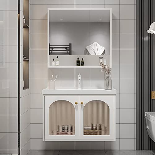 Moderne Wandhalterung Badezimmer Waschtisch mit Spiegelschrank und schwimmendem Waschbecken von Generisch