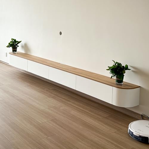 Moderne Wandmontierte mobile TV-Einheit mit geräumigem Schrank für Wohnzimmer & Büro – elegantes Hängedesign mit Schublade für Wohnungen (Natur, 260 cm) von Generisch