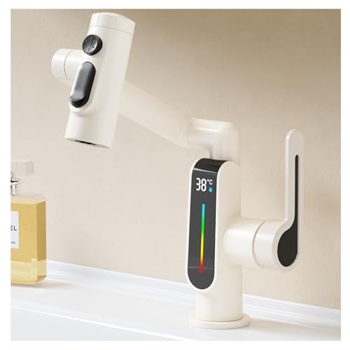 Moderne Waschbeckenarmatur mit Temperaturanzeige, Einhandmischer, Wasserhahn für WC, Waschtisch, Bad, 5 Wasserauslässe und Brunnen-Modus, 1080° Drehung Moderne Waschbeckenarmatur mit Temperaturanzeige, Einhandmischer, Wasserhahn für WC, Waschtisch, Bad, 5 Wasserauslässe und Brunnen-Modus, 1080° Drehung von Generisch