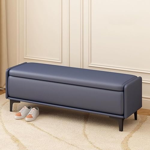 Moderne Wohnzimmer-Aufbewahrungsbank, Foyer, Eingangsbänke mit Kissenbezug, Sofa-Schuhwechsel, Fenstersitz, multifunktionaler Ottomane (Blau, 90 cm) von Generisch