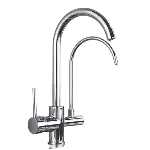 Moderne ausziehbare Küchenarmatur mit Wasserfilter - Gold/Schwarz/Chrom Mischbatterie 2/3 Wege Kaltwasserlösung für stilvolle Küchen (Beige mit Punkten C) von Generisch