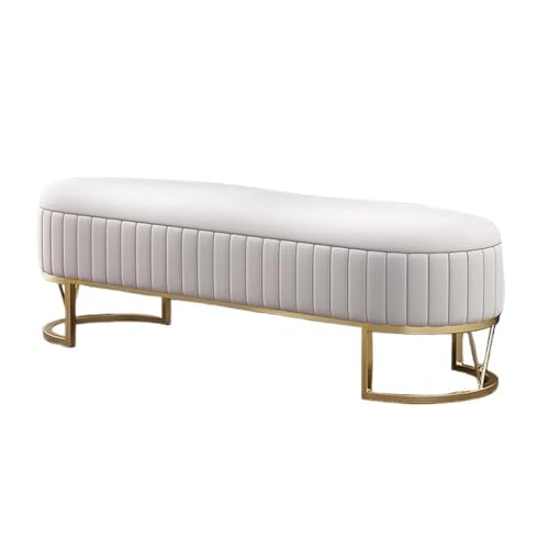 Moderne beige gepolsterte Sitzbank mit Metallbeinen, stilvoller Nachttischhocker und großer Eingangssitz für Schlafzimmer und Wohnzimmer, Heimdekor-Möbel von Generisch