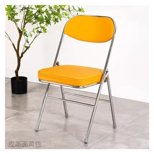 Moderne gelbe Leder-Klappstühle mit gepolsterten Sitzen, 2er-Set, bequeme Ess- und Party-Stapelstühle von Generisch