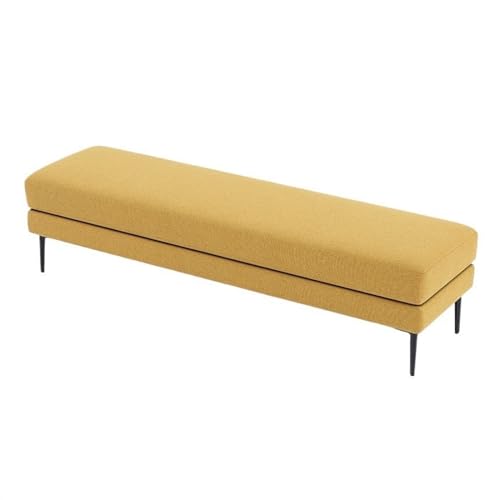 Moderne gelbe Schlafzimmerbank – gepolstertes Ende des Betthockers, stilvoller dekorativer Fußhocker, einfacher Stoffwickelhocker, 120 x 50 x 43 cm, luxuriöses Design. von Generisch