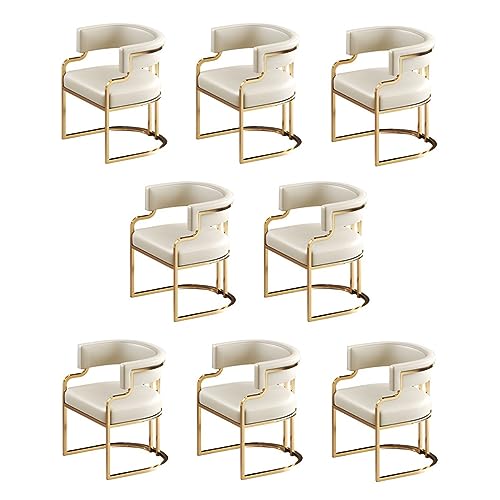 Moderne gepolsterte Esszimmerstühle, 2er-Set, mit niedriger Rückenlehne, Kunstleder-Sitz, Messingbeine, stilvolle Möbel für Küche, Esszimmer, Milchtee-Geschäft, 8-teiliges Set von Generisch