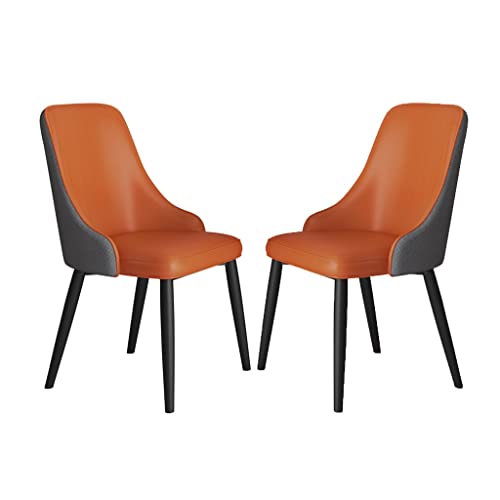 Moderne gepolsterte Esszimmerstühle, 2er-Set, stabile Metallbeine, bequeme Küchenthekenstühle für Esszimmer, Wohnzimmer, Lounge, Orange (2 Stück) von Generisch