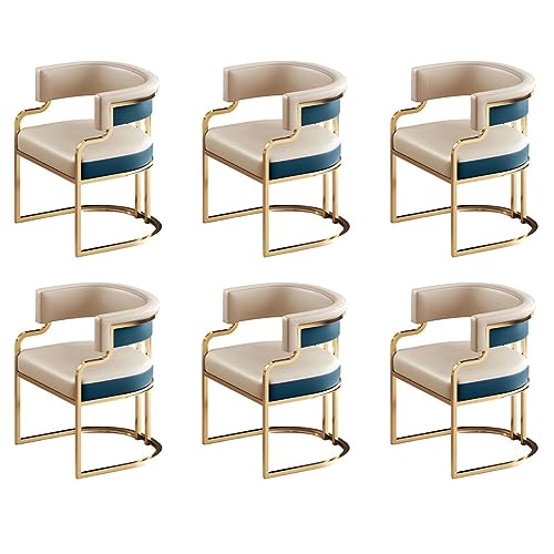 Moderne gepolsterte Esszimmerstühle, 6er-Set, mit Kunstleder-Sitzen für Küche, Esszimmer, niedrige Rückenlehne, Sessel-Design in Hellblaugrau von Generisch