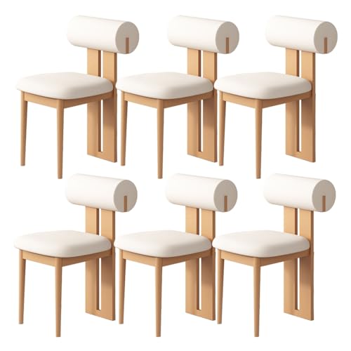 Moderne gepolsterte Esszimmerstühle 2er 4er 6er Set - Einzigartiges Holzgestell mit runder Rückenlehne Stabil & Stilvoll für Esszimmer Wohnzimmer Arbeitszimmer (Dunkles Walnuss & Hellkhaki 6) von Generisch