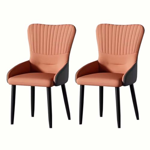 Moderne gepolsterte Esszimmerstühle 2er Set mit Lederpolsterung und Stahlbeinen, elegante Beistellstühle für Küche, Lounge, Esszimmer oder Schlafzimmer von Generisch
