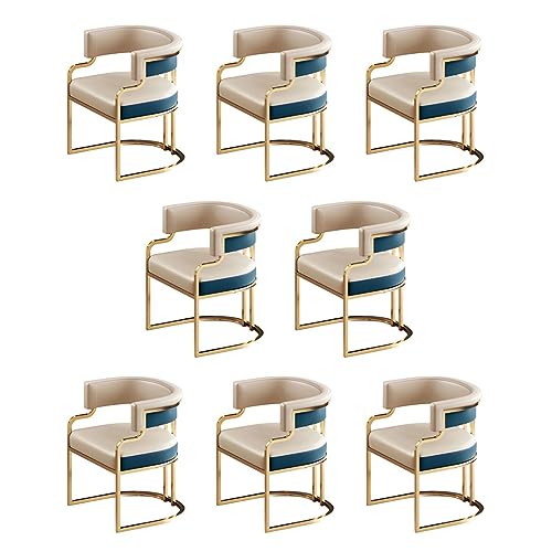 Moderne gepolsterte Esszimmerstühle für Küche und Esszimmer, niedrige Rückenlehne, Sessel mit Kunstleder, ideal für Milchteeladen, Hellblaugrau, 8-teiliges Set von Generisch