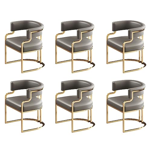 Moderne gepolsterte Esszimmerstühle mit Messingbeinen, 6 Stück, graue niedrige Rückenlehne, Sessel für Milchteeshop oder Küche, Esszimmer Moderne gepolsterte Esszimmerstühle mit Messingbeinen, 6 Stück, graue niedrige Rückenlehne, Sessel für Milchteeshop oder Küche, Esszimmer von Generisch