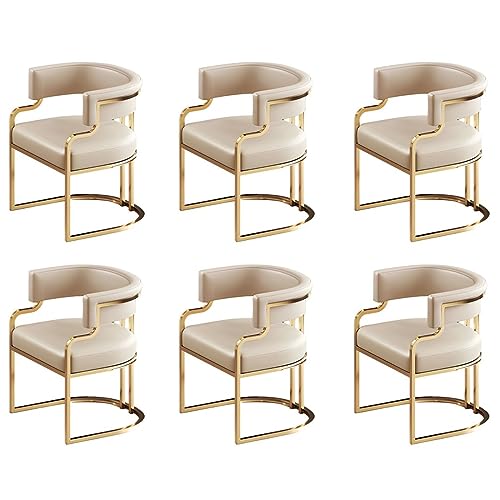 Moderne gepolsterte Esszimmerstühle mit niedriger Rückenlehne und Messingbeinen, 6 Stück, für Milchteeshop oder Küche, Esszimmer von Generisch