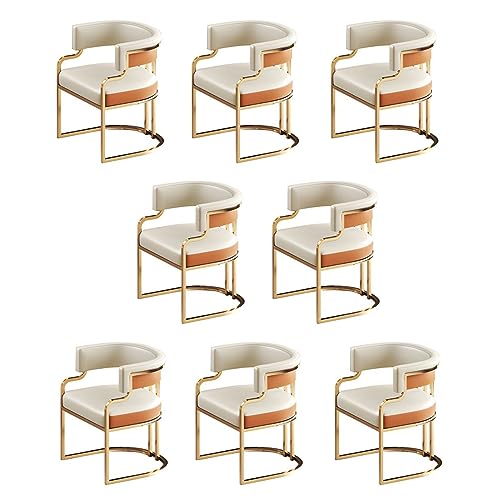 Moderne gepolsterte Esszimmerstühle mit niedriger Rückenlehne und Messingbeinen, 8 Stück, für Milchteeshop oder Küche, Esszimmer von Generisch