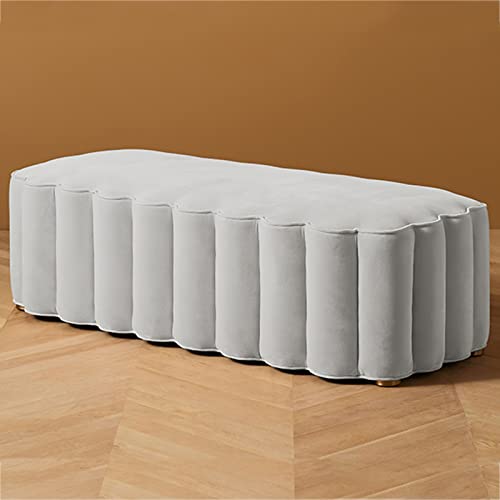 Moderne gepolsterte Samt-Eingangsbank, luxuriöse und stabile Schlafzimmer-Fußstütze, hält bis zu 180 kg, stilvoller Akzenthocker, 60 x 45 x 40 cm (grau) von Generisch
