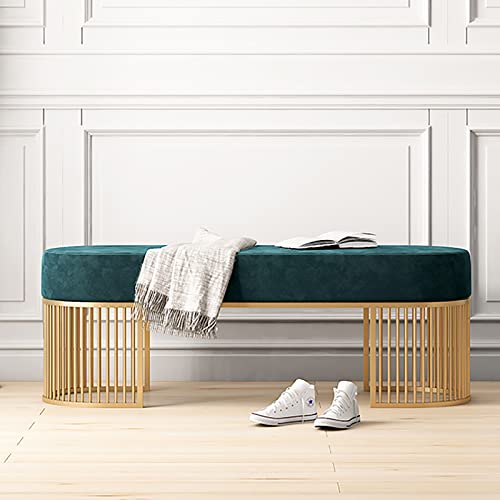 Moderne gepolsterte Samt-Schuhbank, getufteter Eingangsbereich mit Metallrahmen, weich gepolsterter Sitz für Flur und Wohnzimmer, Dunkelgrün, 80 x 45 x 35 cm Moderne gepolsterte Samt-Schuhbank, getufteter Eingangsbereich mit Metallrahmen, weich gepolsterter Sitz für Flur und Wohnzimmer, Dunkelgrün, 80 x 45 x 35 cm von Generisch