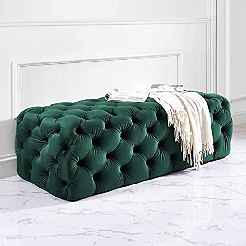 Moderne gepolsterte Schuhbank aus Samt – multifunktionale Ottomane für Schlafzimmer, dunkelgrün, getufteter Fußstützen-Hocker, luxuriöser Stauraum am Ende des Bettes, 60 x 45 x 40 cm Moderne gepolsterte Schuhbank aus Samt – multifunktionale Ottomane für Schlafzimmer, dunkelgrün, getufteter Fußstützen-Hocker, luxuriöser Stauraum am Ende des Bettes, 60 x 45 x 40 cm von Generisch