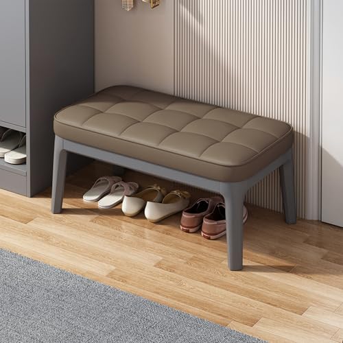 Moderne gepolsterte Schuhbank mit Holzbeinen, Leder-Stoffkissen, Eingangsbereich, Aufbewahrungshocker von Generisch