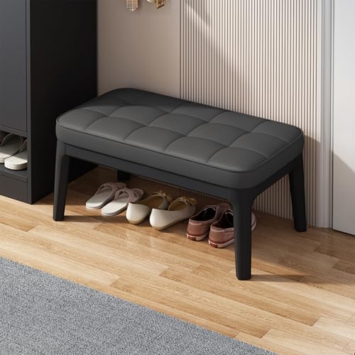 Moderne gepolsterte Schuhbank mit Holzbeinen, Leder-Stoffkissen, Eingangsbereich, Aufbewahrungshocker von Generisch