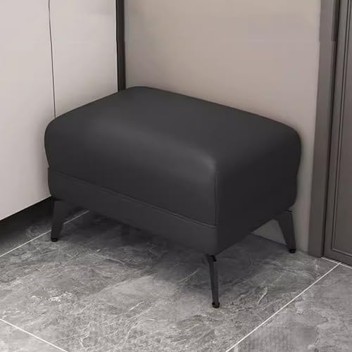 Moderne gepolsterte Schuhbank und Fußhocker, multifunktionaler Leder-Pouf, Ottomane mit Metallbeinen für den Eingangsbereich, Wohnzimmer oder Schlafzimmer (Farbe: Nero) von Generisch