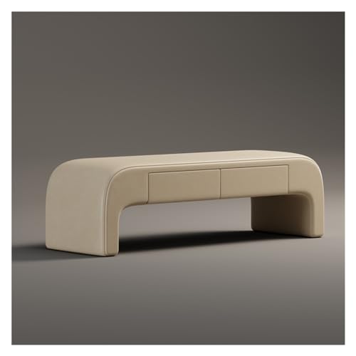 Moderne gepolsterte Sitzbank mit 2 Schubladen für Schlafzimmer, Wohnzimmer, Eingangsbereich, Beige, 180 x 45 x 43 cm von Generisch