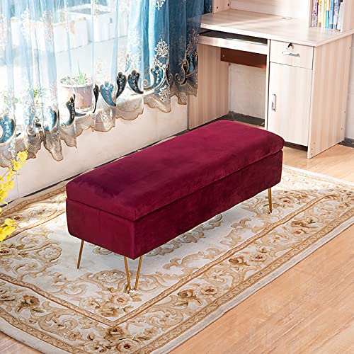 Moderne gepolsterte Sitzbank mit Stauraum, Plüsch, getuftetes Design, stilvolles Schlafsofa für Eingangsbereich oder Wohnzimmer, 100 x 40 x 43 cm, Rot von Generisch