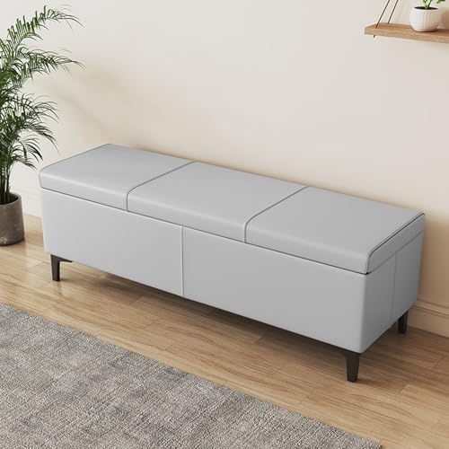 Moderne gepolsterte Sitzbank mit Stauraum aus Kunstleder, eleganter Sitzhocker für den Eingangsbereich mit weichem Sitz und Metallbeinen, vielseitiger Schuhwickelhocker für Schlafzimmer und Wohnzimmer von Generisch