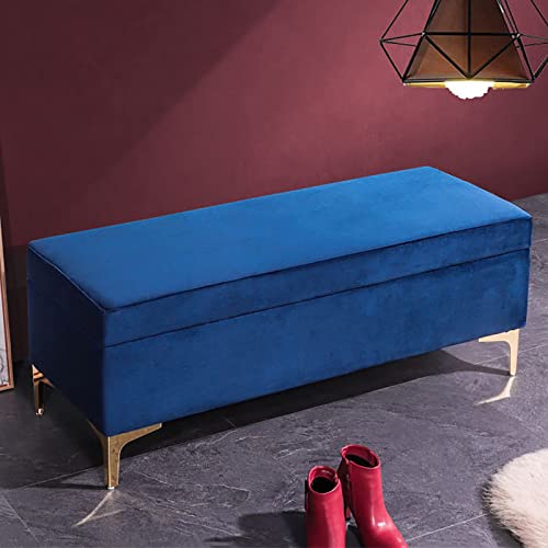 Moderne marineblaue gepolsterte Ottoman-Bank mit Metallbeinen, stilvolle Fußstütze für Wohnzimmer, Eingangsbereich, Aufbewahrungstruhe, 90 x 40 cm, dekorative Aufbewahrungsmöbel Moderne marineblaue gepolsterte Ottoman-Bank mit Metallbeinen, stilvolle Fußstütze für Wohnzimmer, Eingangsbereich, Aufbewahrungstruhe, 90 x 40 cm, dekorative Aufbewahrungsmöbel von Generisch
