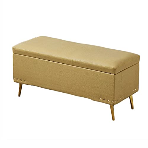 Moderne minimalistische gelbe Ottoman-Bank, stilvoller Bett-End-Hocker für Schlafzimmer, Sofa, Couch und Eingangsbereich, vielseitige lange Aufbewahrungslösung (100 x 40 x 45 cm), ideal für von Generisch