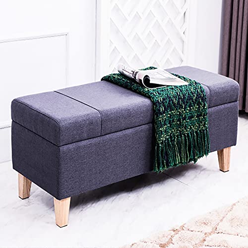 Moderne multifunktionale Polsterbank für Wohnzimmer & Schlafzimmer, graues Leinen, Fußstütze & Schuhwickelhocker mit Stauraum, rechteckiger Stauraum, Ottomane Moderne multifunktionale Polsterbank für Wohnzimmer & Schlafzimmer, graues Leinen, Fußstütze & Schuhwickelhocker mit Stauraum, rechteckiger Stauraum, Ottomane von Generisch
