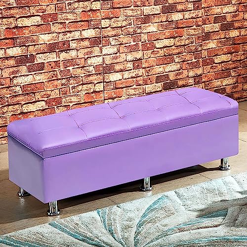 Moderne rechteckige Aufbewahrungsbank, Eingangsbereich, Schuhregal, gepolstert, Kunstleder, Fußstütze, multifunktionaler Pouf Nizer, stilvolle Ottomane für Wohnzimmer und Schlafzimmer, Spielzeugtruhe von Generisch