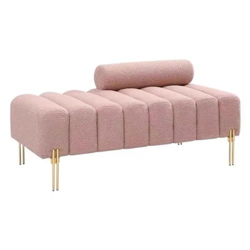 Moderne rosa gepolsterte Schlafzimmerbank mit verstellbarer Rückenlehne, 2-Sitzer, Eingangsbank für Wohnzimmer, Bettbank, für Schlafzimmer (100 x 55 x 42 cm) von Generisch