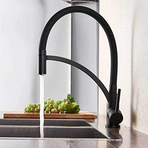 Moderne schwarze Bronze-Küchenarmatur – Deckmontierte Heiß- und Kalt-Mischbatterie mit Messingauslauf und Halterung für einfache Installation in Bad und Küche – Design von Generisch