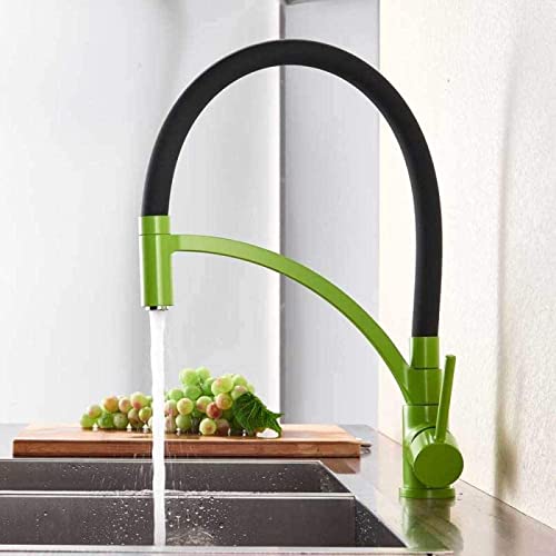 Moderne schwarze Bronze Pull Down Küchenarmatur - Deckmontierte Heiß- und Kalt-Mischbatterie mit Messingauslauf & Halterung, stilvolles schwarz-grünes Design für Küche & Bad Upgrade von Generisch