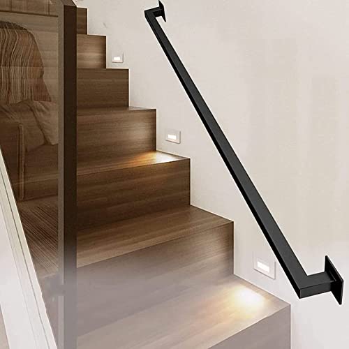 Moderne schwarze quadratische Treppe il - Schmiedeeisen Geländer für Treppen Wandstützstange Innen/Außen Bar Theke Schiene Fußstütze von Generisch