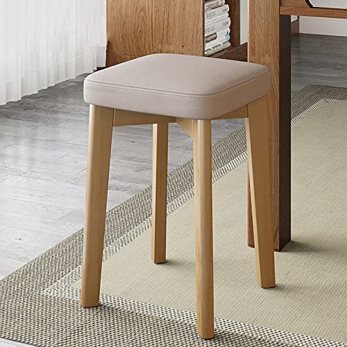 Moderne stapelbare Barhocker aus Holz mit weichem Kissen, 45,7 cm Thekenhöhe, Barhocker für Esszimmer oder Schminktisch, Beige, 2 Stück von Generisch