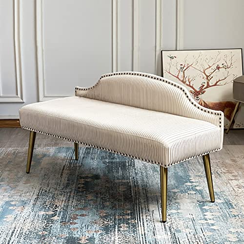 Moderne weiße Samt-Schlafzimmerbank mit Rückenlehne, elegantes Eingangsmöbel, 120 x 40 x 66 cm von Generisch