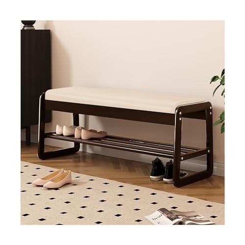 Moderne weiße Schuhbank aus Holz mit 2-stöckigen Regalen, eleganter Eingangsbereich für Schlafzimmer & Wohnzimmer, stilvolle Aufbewahrung im Flur (80 x 30 x 42 cm) von Generisch