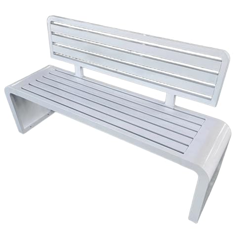 Moderne wetterfeste Gartenbank aus Metall mit verbreiterter Rückenlehne, Sitzgelegenheit für Terrasse und Garten, einfach zu installieren, verdickter Boden (Weiß, 150 x 40 x 80 cm) von Generisch