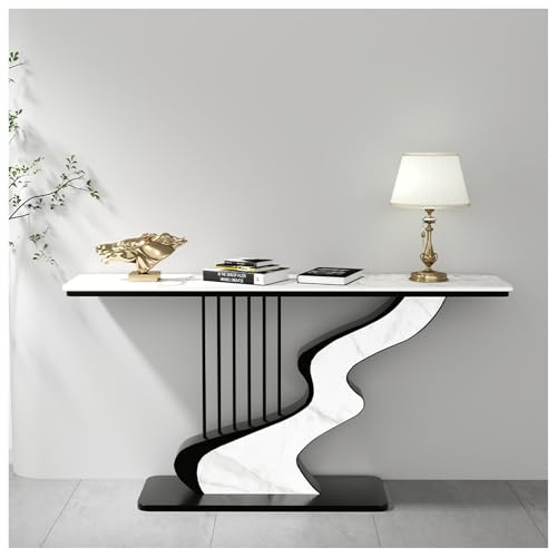 Moderner, Schlichter Eingangstisch Mit Eleganter Platte Aus Sinterstein Und Harfenförmigem Metallfuß, Konsolentisch, Ideal Für Die Einrichtung Von Eingangsbereichen Fluren(Black C,120cm/47.2in) von Generisch