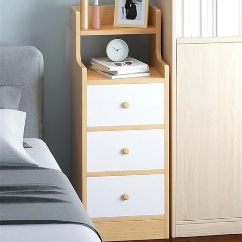 Moderner, Schmaler Nachttisch, Nachtkasten mit Offenem Fach, Kommode mit 3 Schubladen, Nachtschrank for Schlafzimmer und Wohnzimmer von Generisch